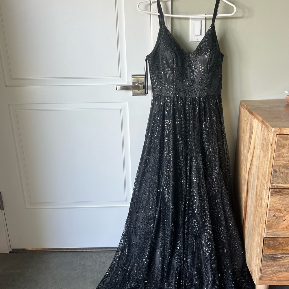 Blondie Nites Black Sequin Prom Dress